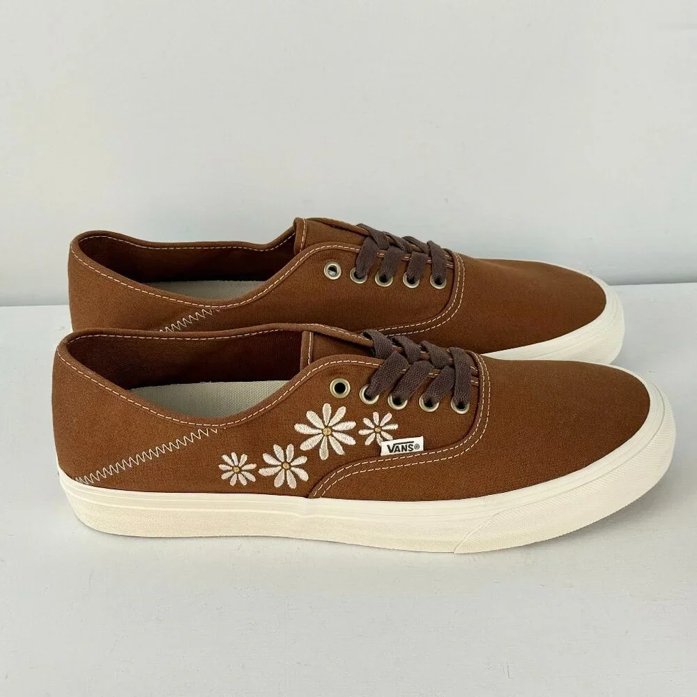 Men's 13 - Vans Authentic VR3 SF Brown Painted Floral Skate Shoes
